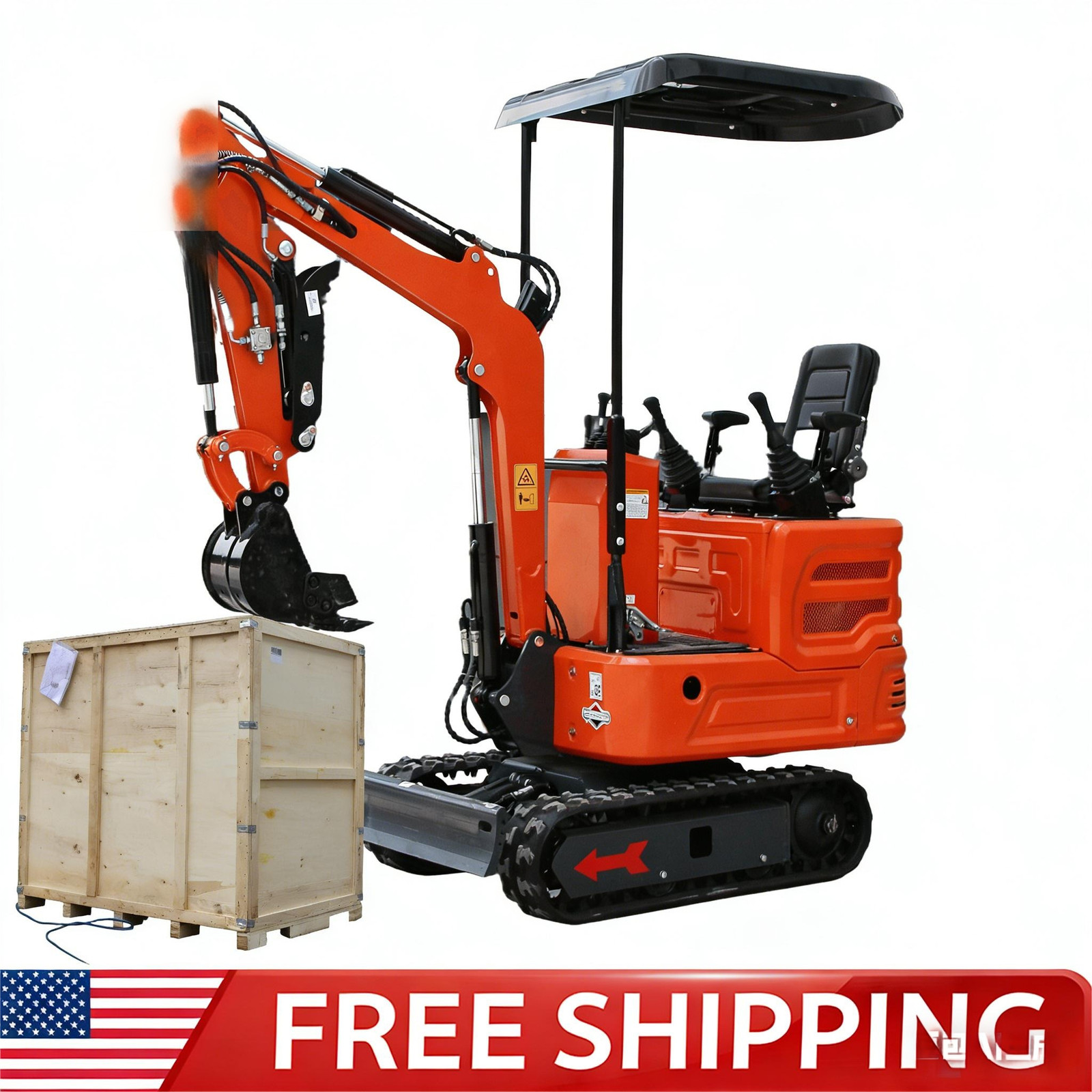 FREE SHIP 1Ton Mini Excavator B&S 13.5HP Crawler Tracked Hydraulic Thumb Digger