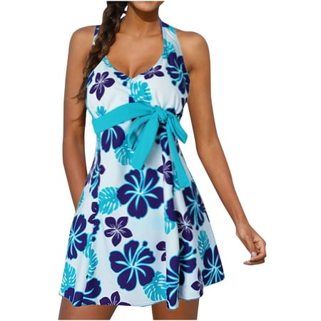 JINMGG 2023 Plus Swimsuit Women Clearance Fashion Women Casual Printing One-Piece Swimsuit Beachwear Swimdress