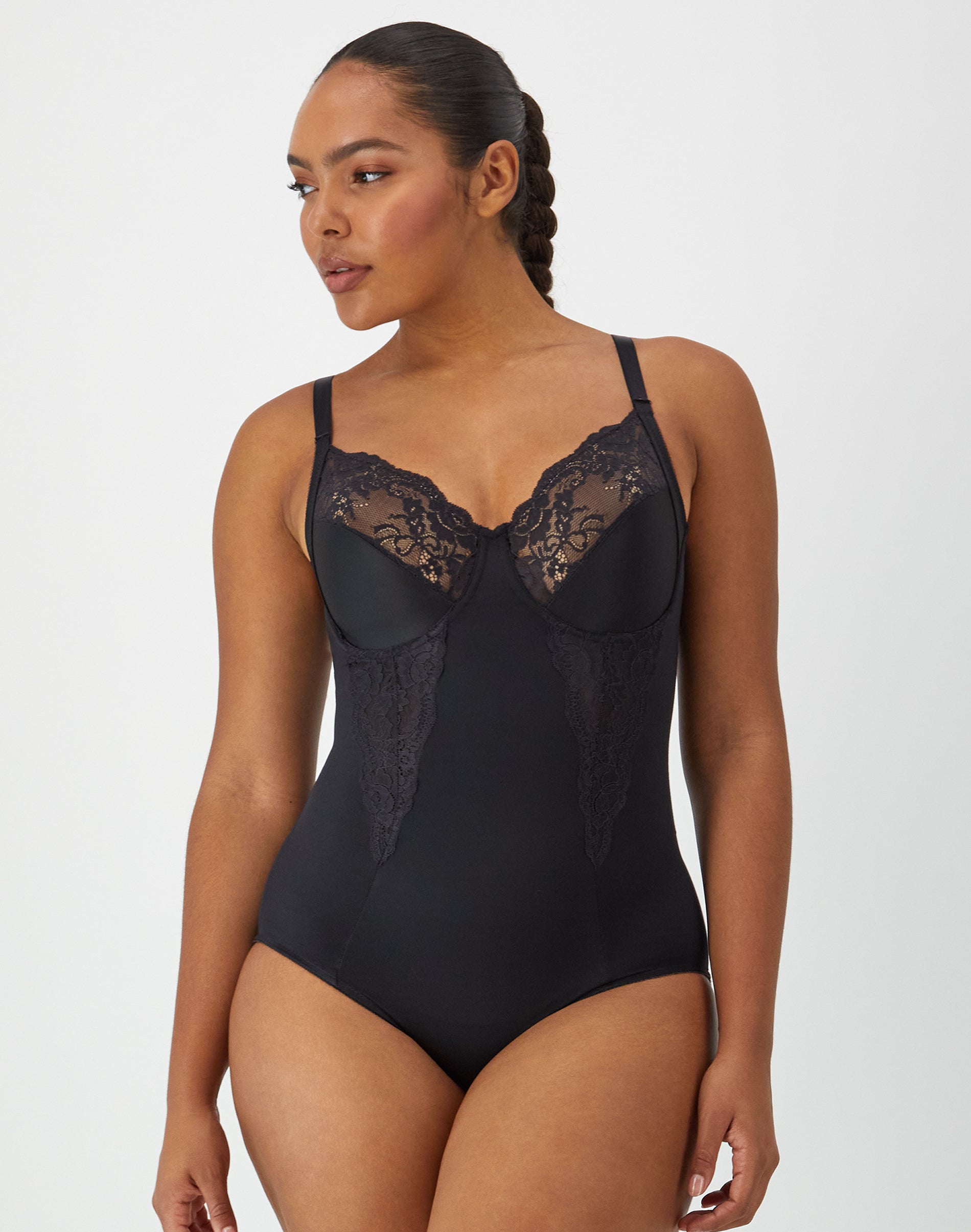 Maidenform Ultra-Firm Tummy Control Shapewear Bodysuit with Built-In Underwire Bra Black 38D Women’s