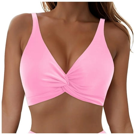 TOWED22 Women Underwire Bikini Top – Push Up Swimsuit Tops Padded Bra Bathing Suit Pink,L