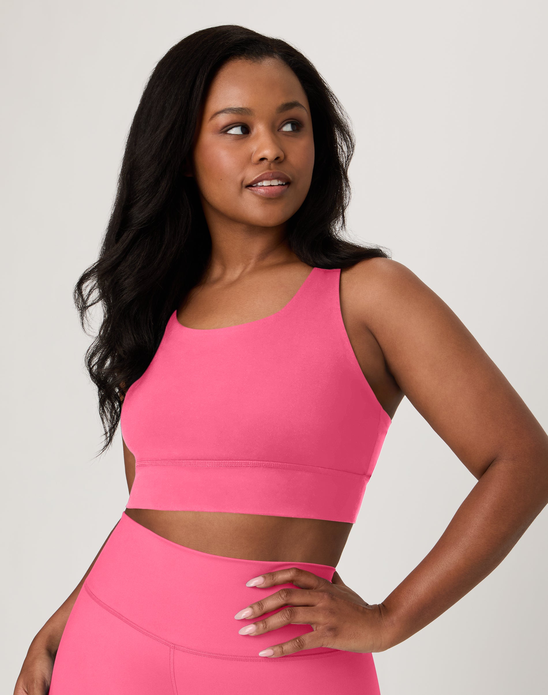Hanes Moves Women’s Crop Sports Bra, Racerback Pink Pedestal L