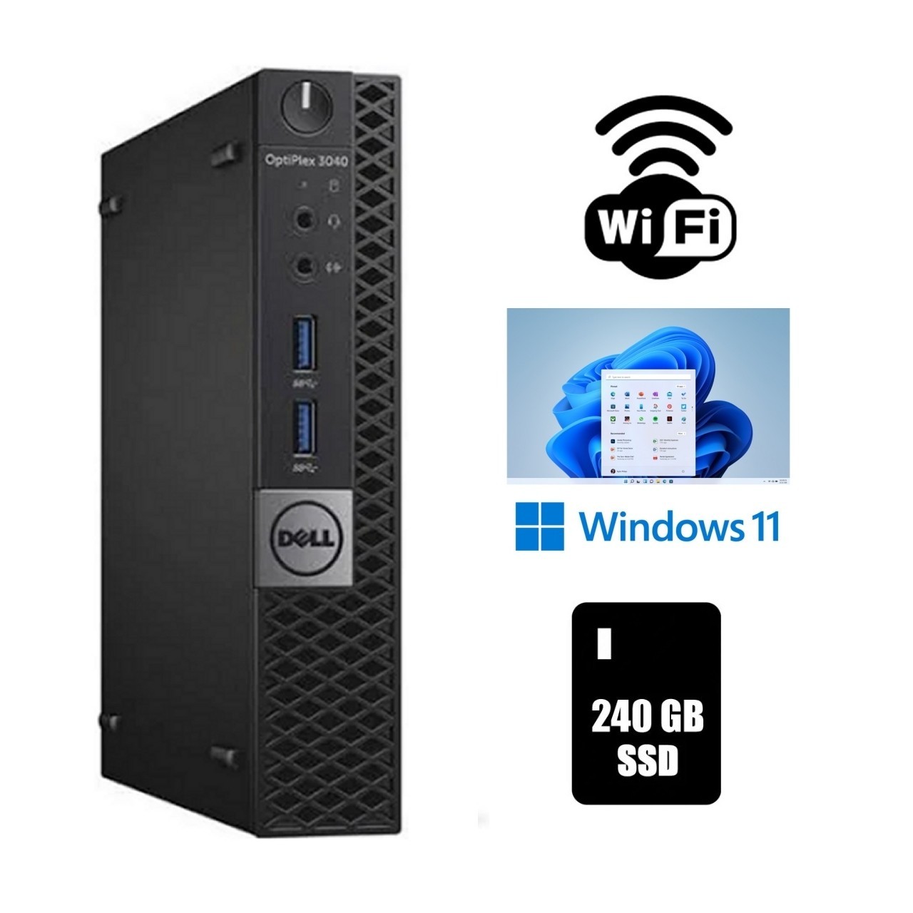 Dell OptiPlex 3040 Micro Desktop Computer 16GB RAM 240GB SSD WiFi Windows 11 Pro