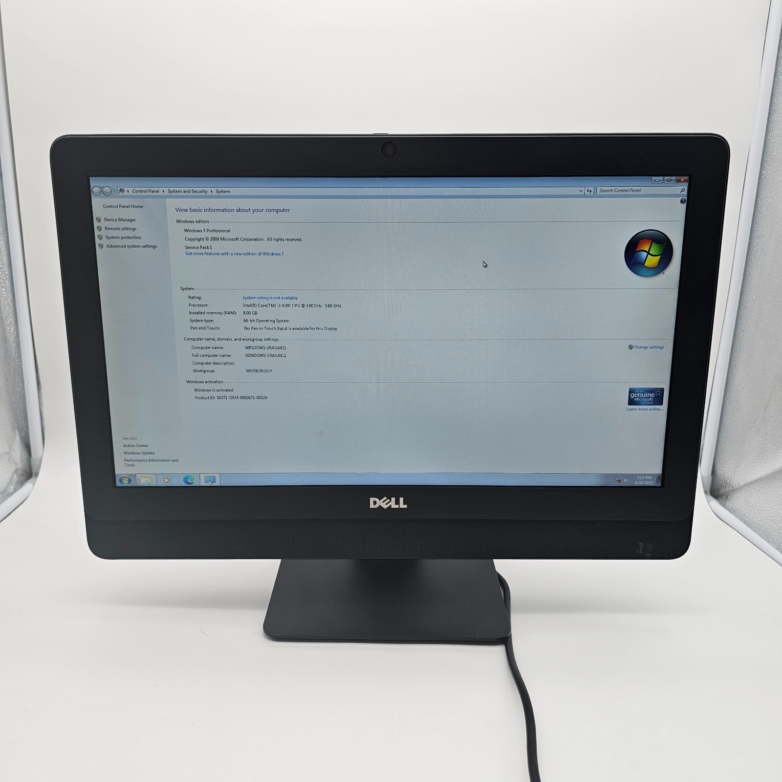 Dell OptiPlex 3030 AIO 19.5″ Core i3-4160 3.6GHz 8GB RAM 500GB HDD Win 7 Pro