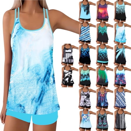 Dgankt Women’s Swimsuit Set – Loose Fit Tankini Swimsuits for Women Tummy Control Two Piece Bathing Suits for Beach & Pool, S-5XL