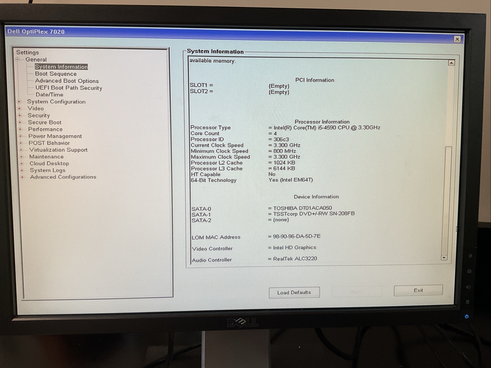 Dell OptiPlex 7020 Intel I5-4590 3.30GHz No OS Desktop