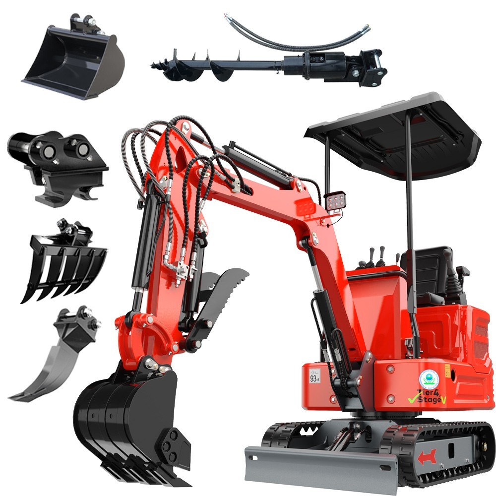 1.4Ton Mini Excavator Digger Kubota Diesel Engine Tracked Crawler + Attachments
