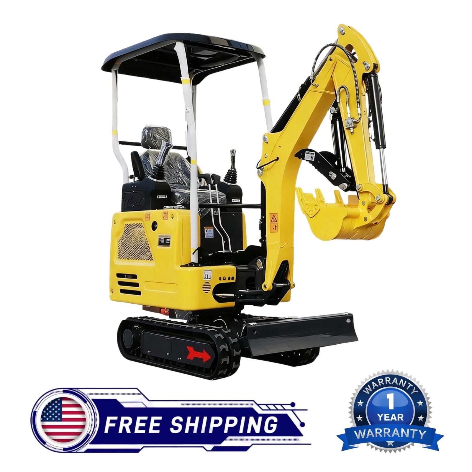 1.8 Ton Mini Excavator Kubota Diesel Side Swing Extendable Tracks Pilot Controls