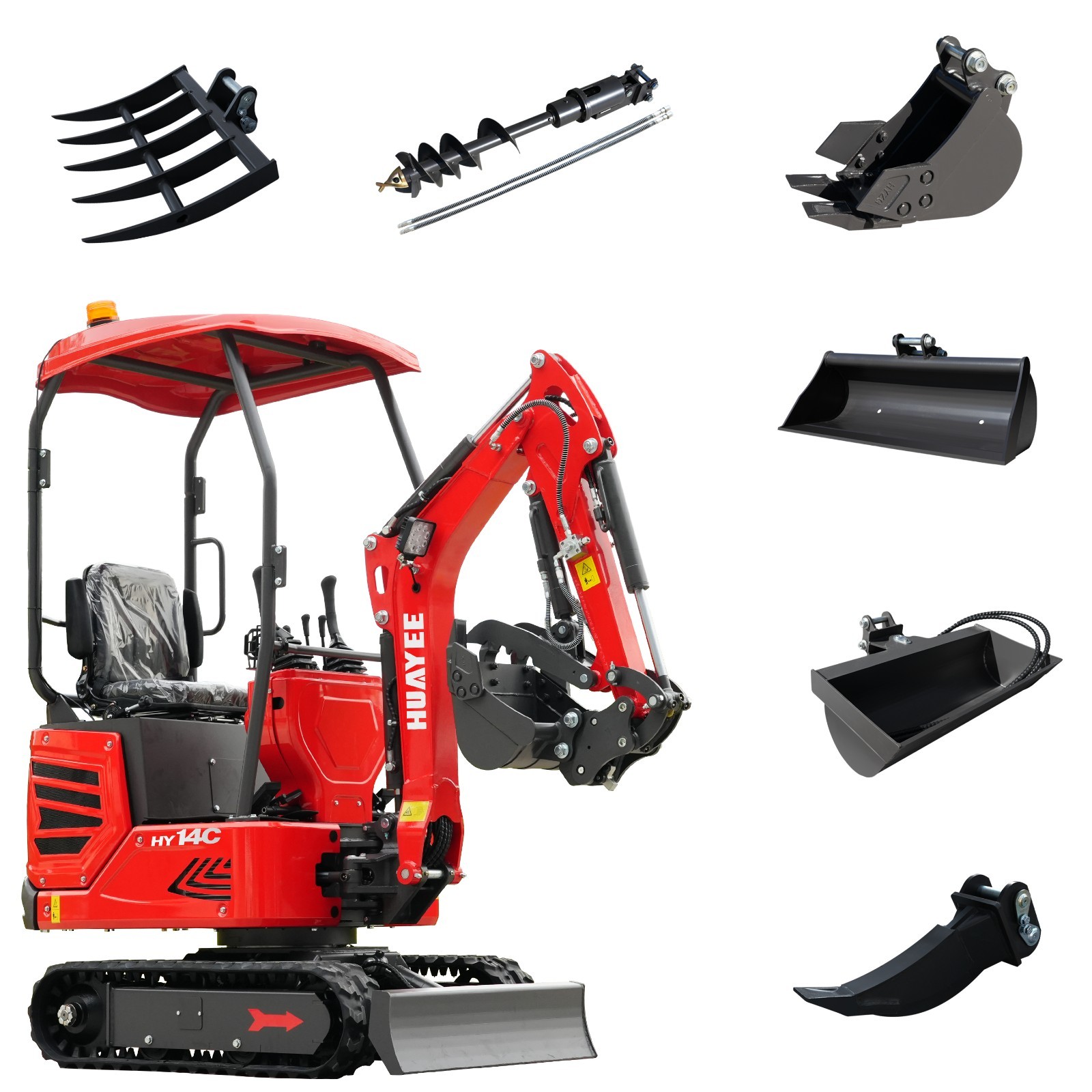 HY14C FREE SHIP Mini Excavator 13.5hp 1.4Ton Gas B&S EPA Engine+6Accessories