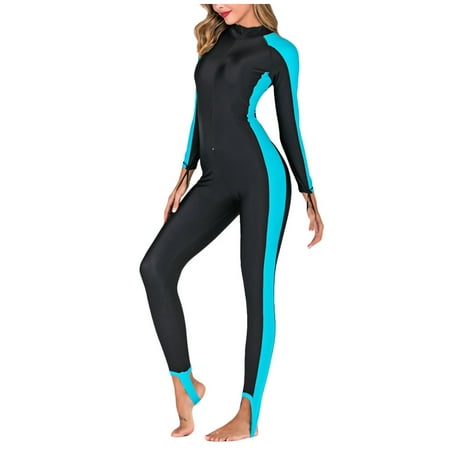 Utoimkio Women’s Rashguard Swimsuit Zip Front Long Sleeve Two Piece Bathing Suits for Women Summer Sun Protection Swim Suit UPF 50+