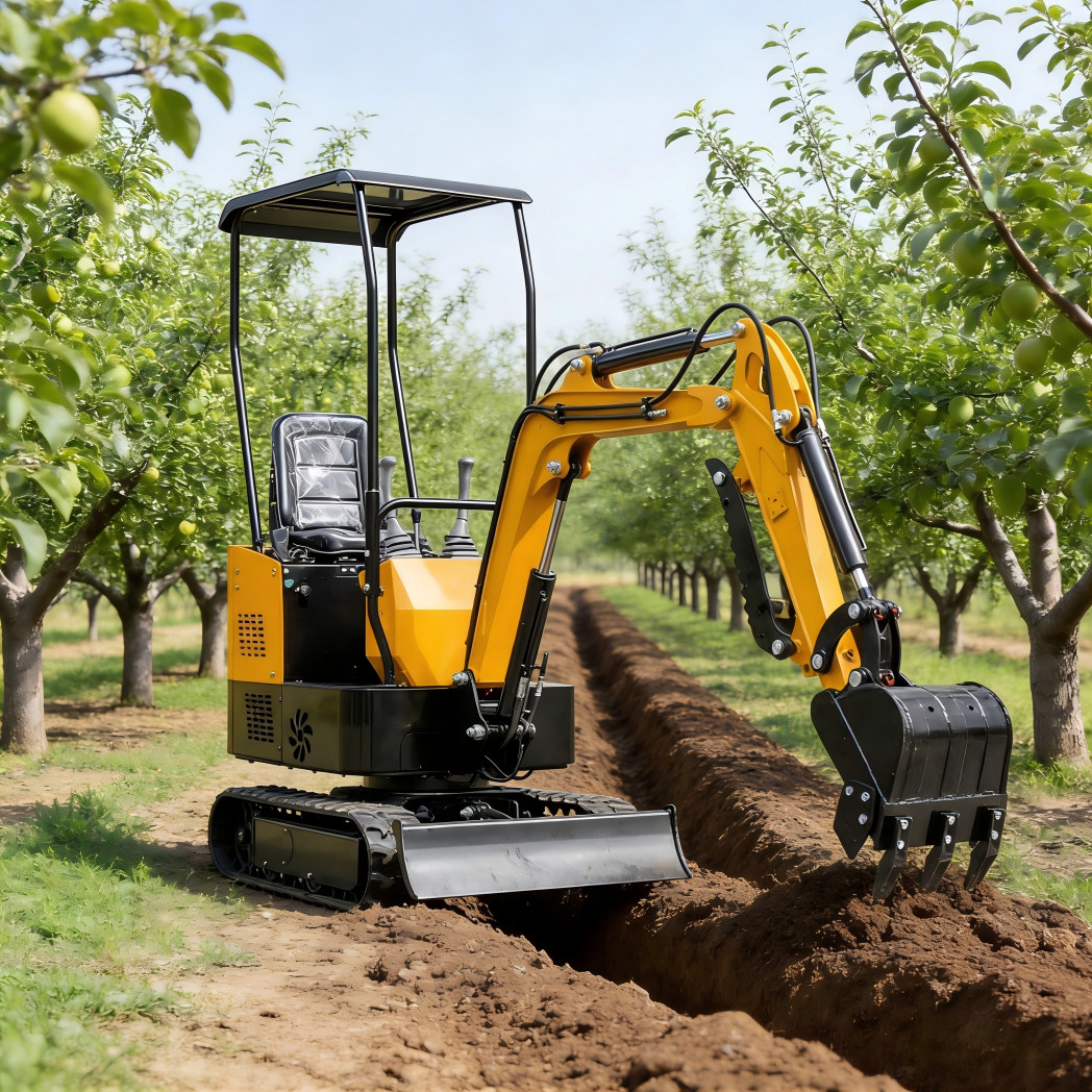 Pickup 1 Ton Mini Excavator EPA Gas Engine Crawler Digger with Bucket & Thumb