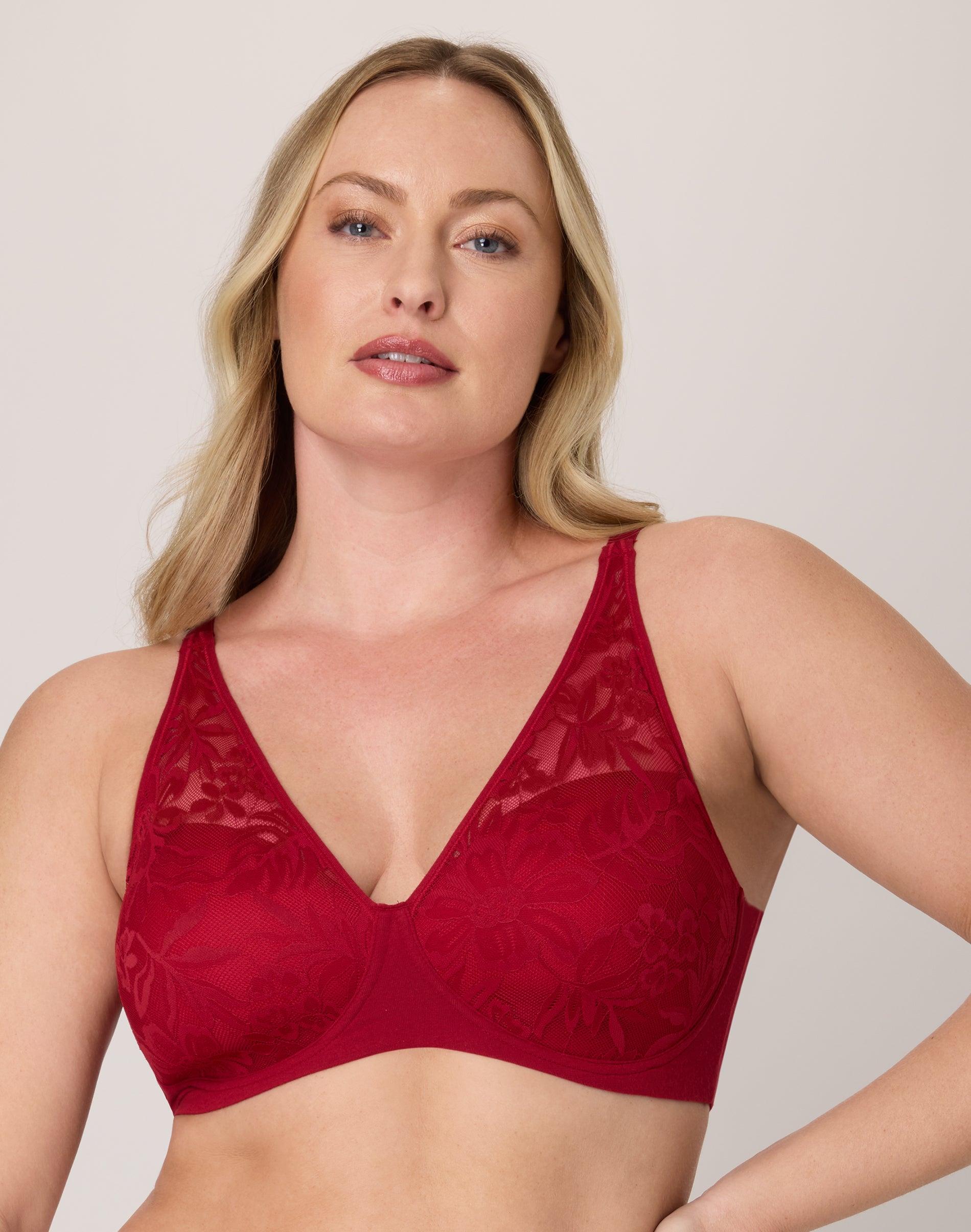 Bali Breathe Cotton Modal Wireless T-Shirt Bra Rosy Red XL Women’s