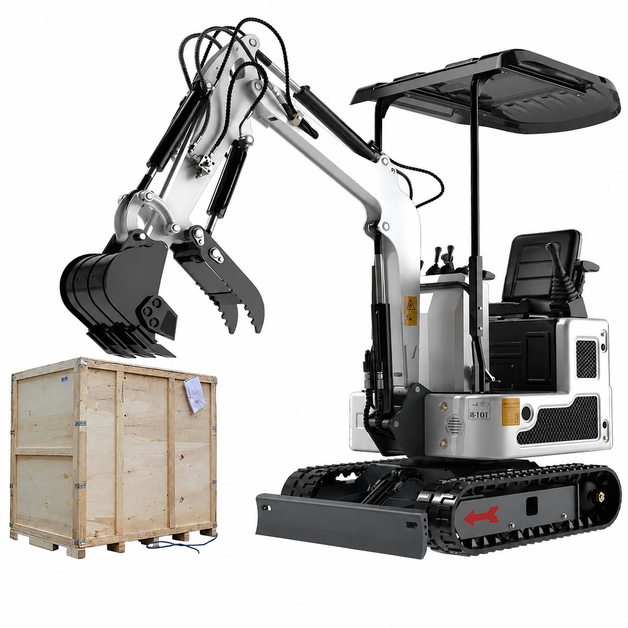 1 Ton Mini Excavator B&S Engine track digger 13.5 HP US in stock Wooden Box