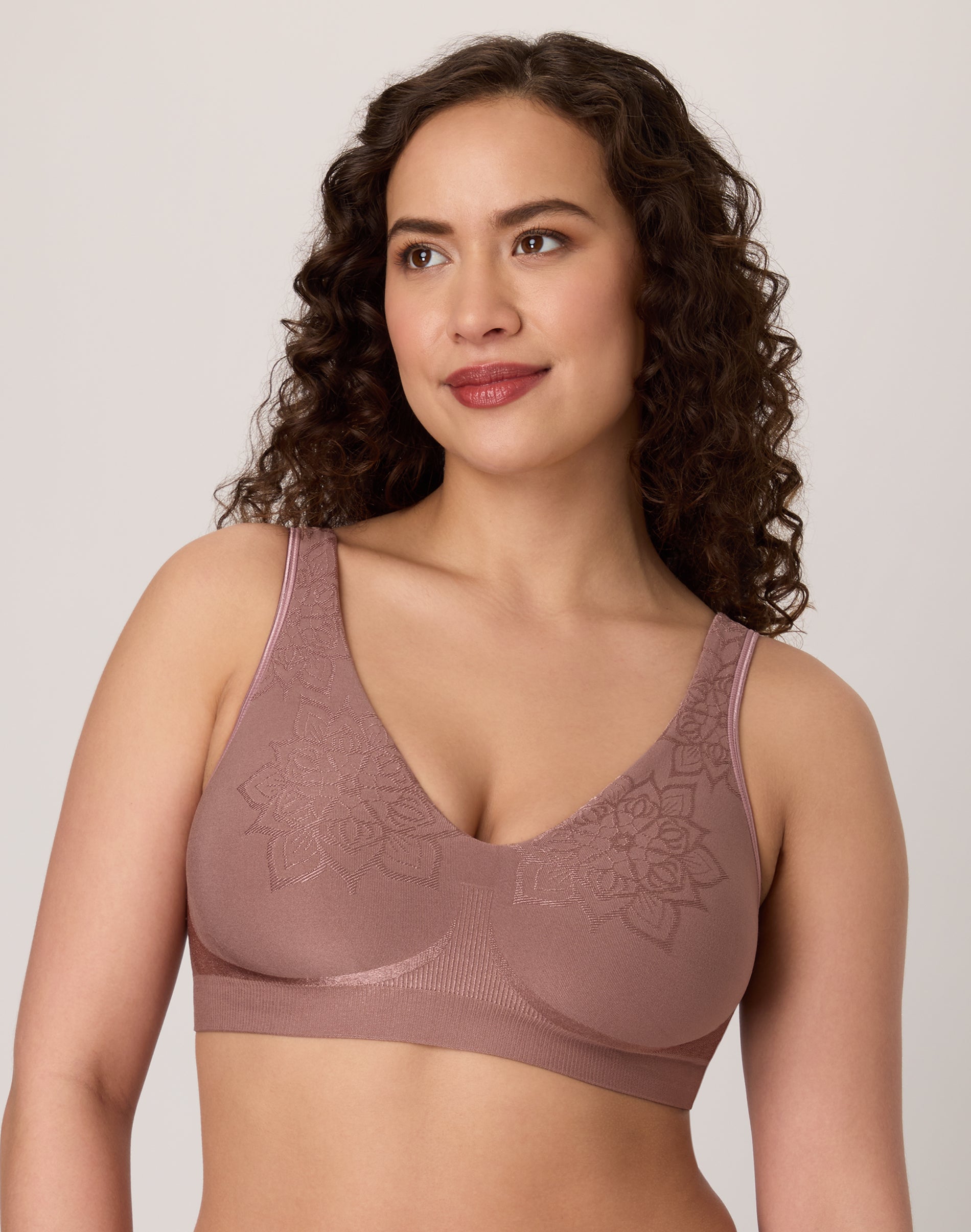 Bali Comfort Revolution ComfortFlex Fit Seamless 2-Ply Wireless Bra Mocha Velvet Aztec M Women’s