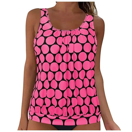 TOWED22 Womens Tankini Tops Only Tummy Control Swim Tank Top Modest Swimsuit Top Bathing Suit Top No Bottom(Hot Pink,5XL)