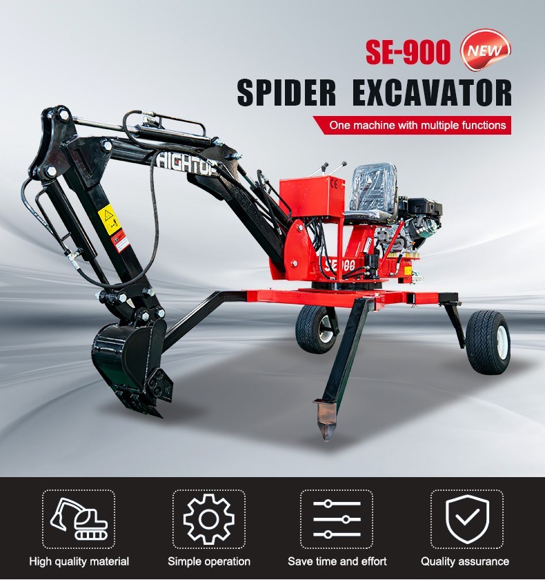 BID Spider Excavator – Towable Backhoe Mini Digger with Wheels, Multi-Function