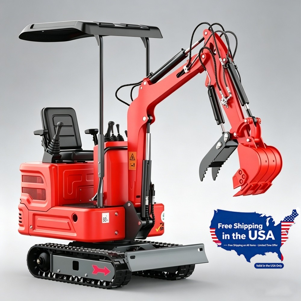 1.4Ton Mini Excavator Digger Kubota Diesel Engine Tracked Crawler FREE SHIPPING