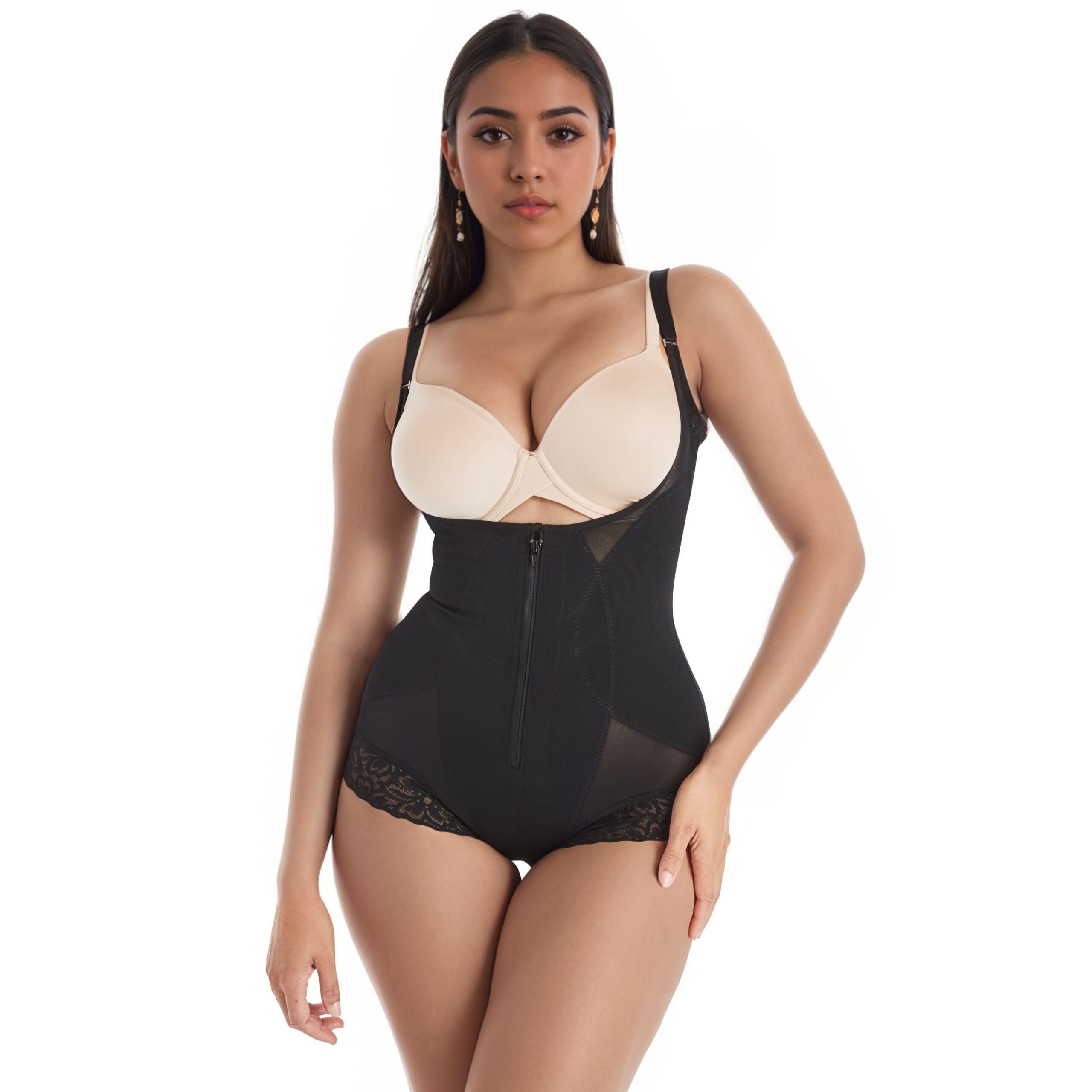 Maidenform Voluptuosa Shapewear Bodysuit, Open-Bust Tummy Control, Wear-Your-Own-Bra Fajas Body Shaper Black M Women’s