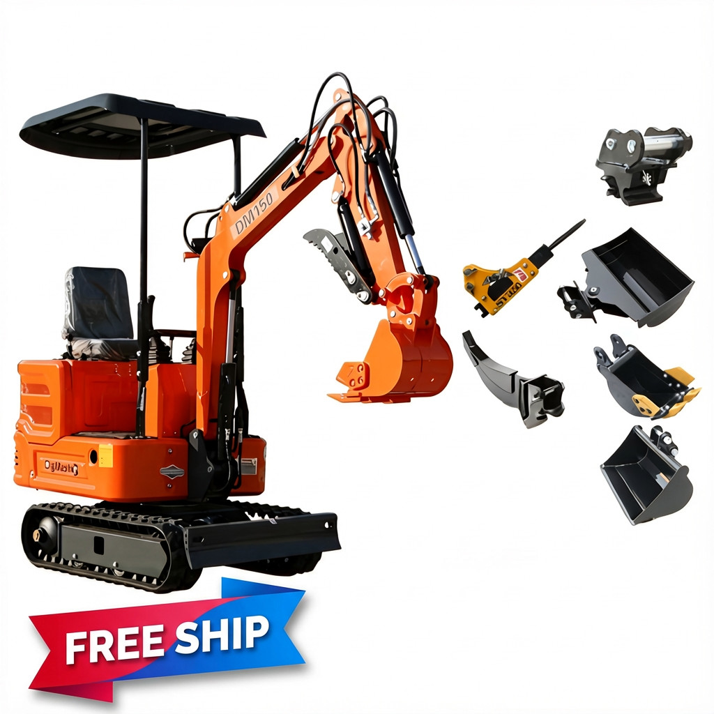 FREE SHIP 1 Ton Mini Excavator，13.5hp Gas Tracked Crawler Digger B&S EPA Engine