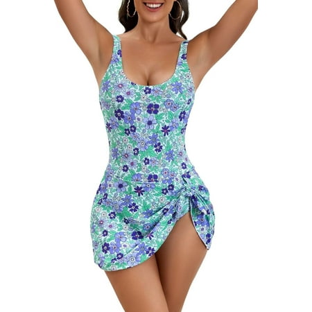 ZANKLEY One Piece Swimdress Swimsuits for Women Tummy Control Swim Dresses Skirt Bathing Suit