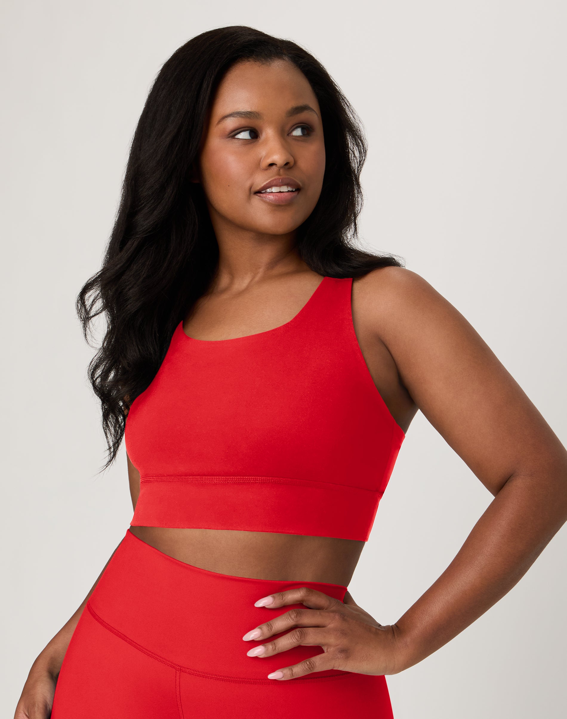 Hanes Moves Women’s Crop Sports Bra, Racerback Holly Berry Red XS