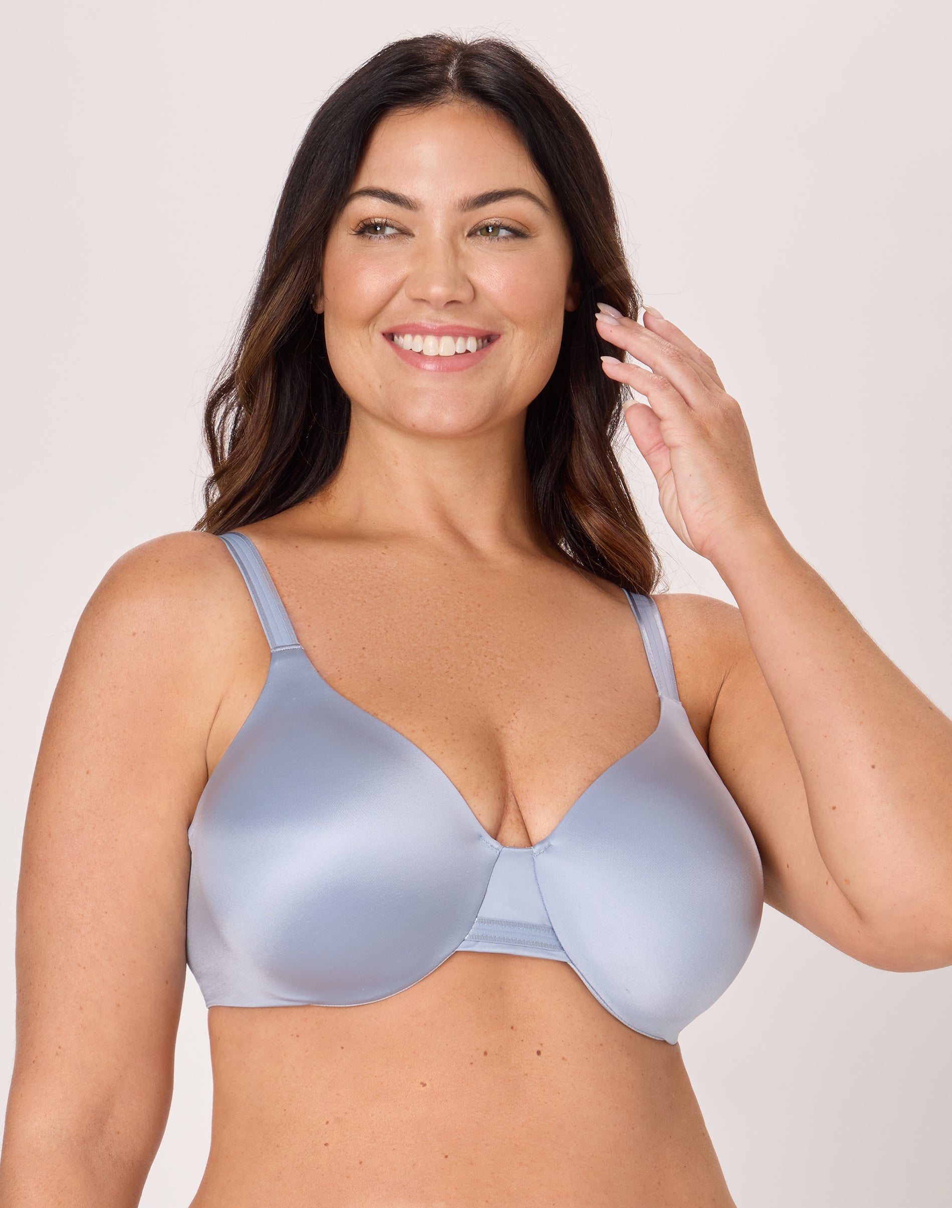 Bali One Smooth U Smoothing & Concealing Underwire Bra Silver Satin 38C Women’s