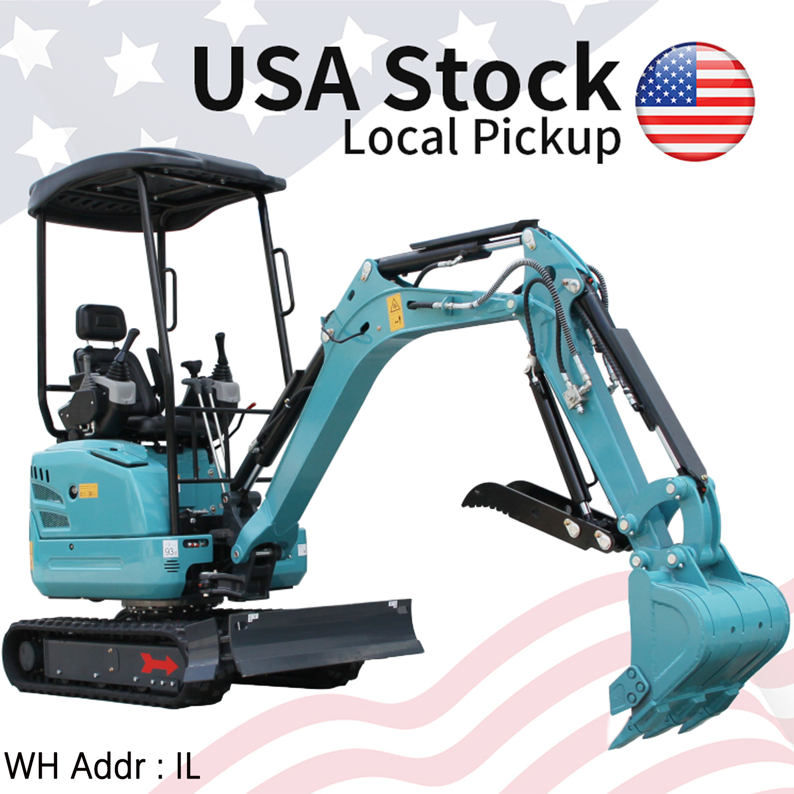 2.5 Ton Mini Excavator Kubota Engine, Pilot Control, Hydraulic System, USA Stock