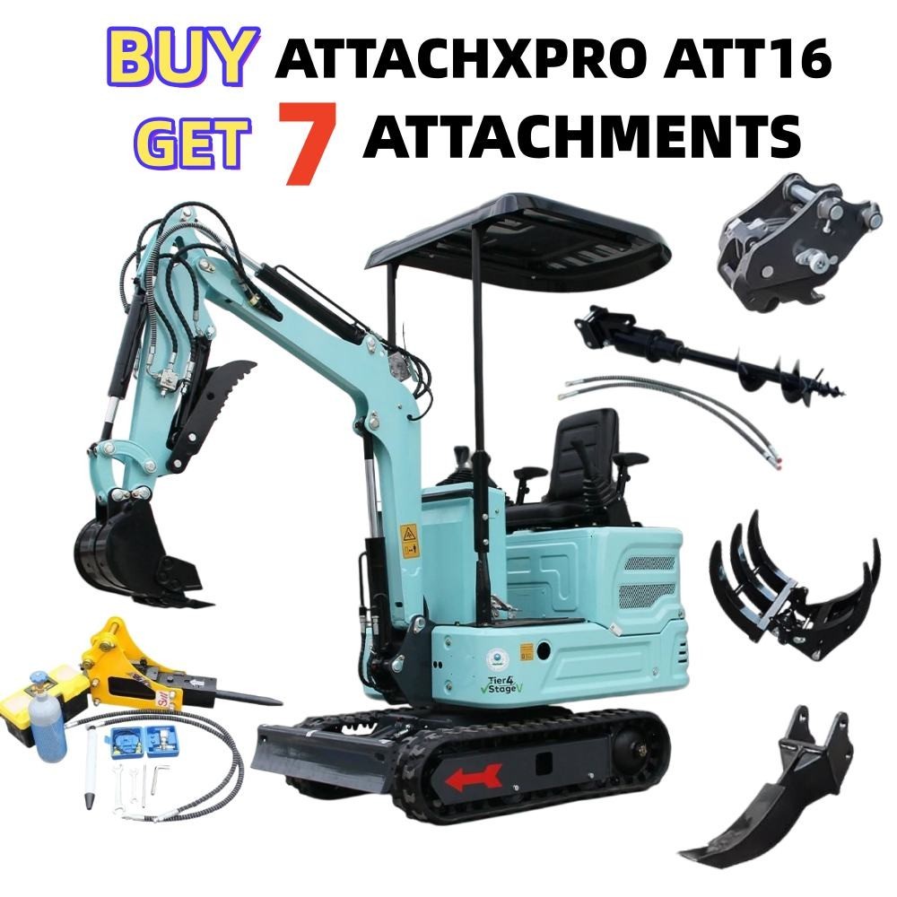 1 Ton Mini Excavator Kubota EPA Gas Pilot Control +7 Attachments Free Shipping