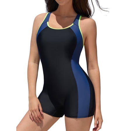 Charmo One Piece Tummy Control Swimsuits Womens Boyleg Sports Swimwear Racerback Bathing Suits for Women