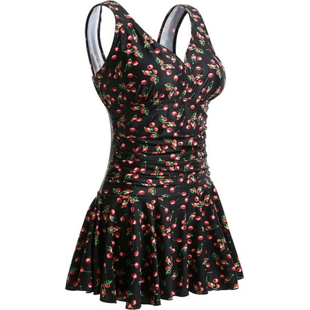 Summer Mae Women’s Plus-Size Flower Printing Shaping Body One Piece Swim Dresses Swimsuit