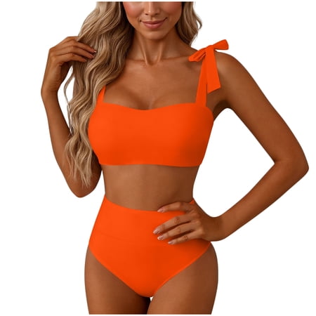 BSDJILFG Cute Swimsuits for Juniors Ruffle Bikini Sets Standard Straps Full Coverage Hipster Bathing Suits