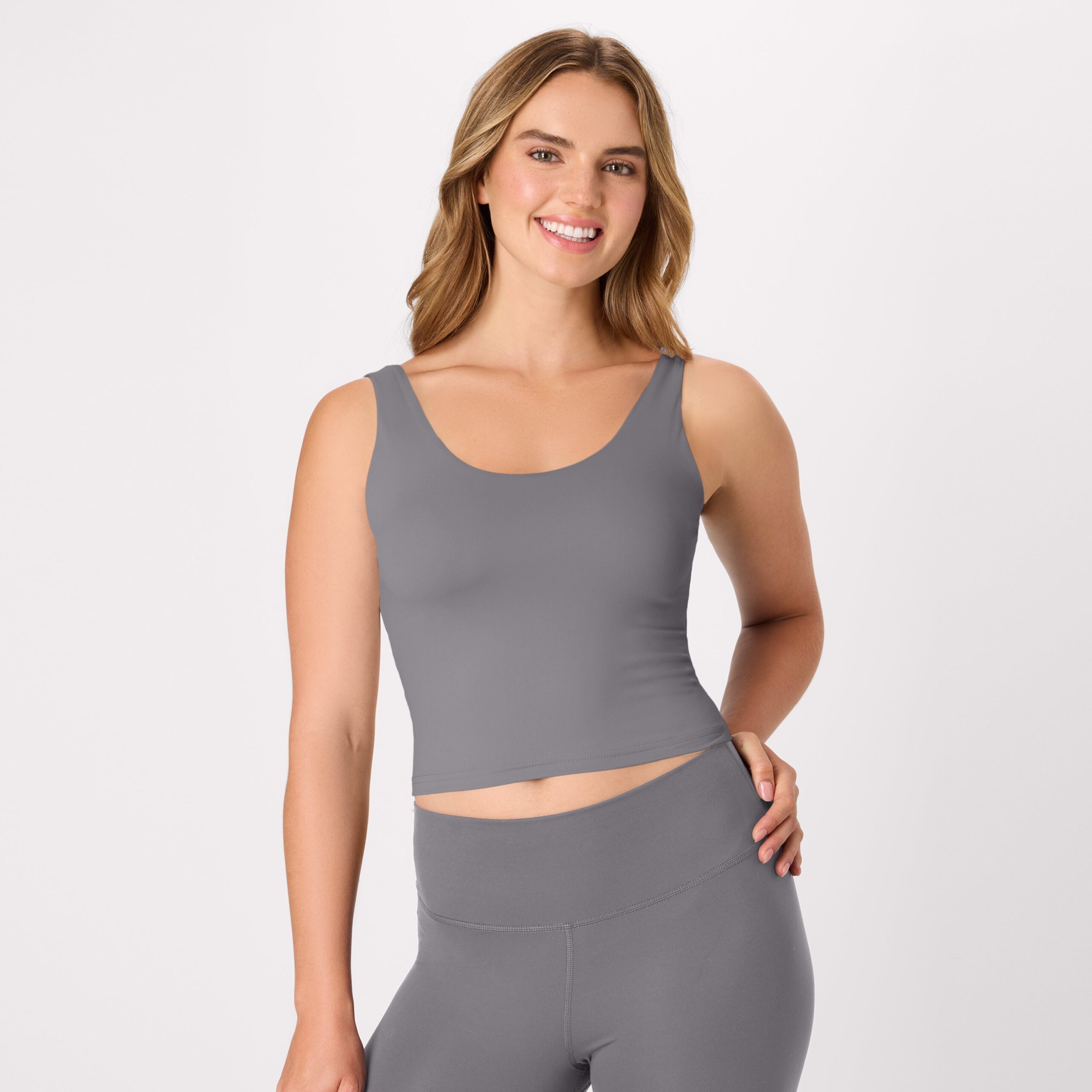 Hanes CoolDRI Women’s Crop Tank with Built-in Shelf Bra, 3-Pack Teal/Graphite/Peri Blue 2XL