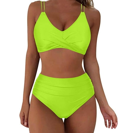 Women’s High Waisted Bikini Set – Push Up Twist Front Top & Comfort Bottoms, Tummy Control Two Piece Swimwear for Beach & Pool