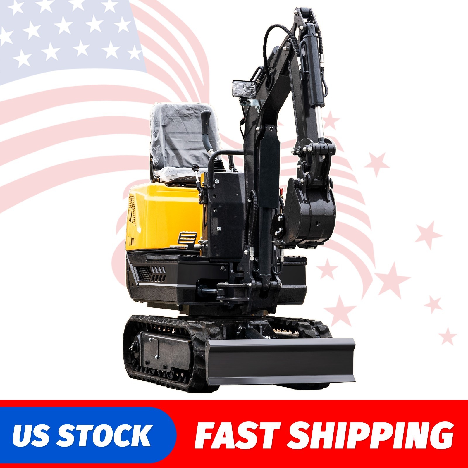 0.6 Ton Mini Excavator 9.3HP EPA Gas Engine Compact Digger w/ Side Swing Boom