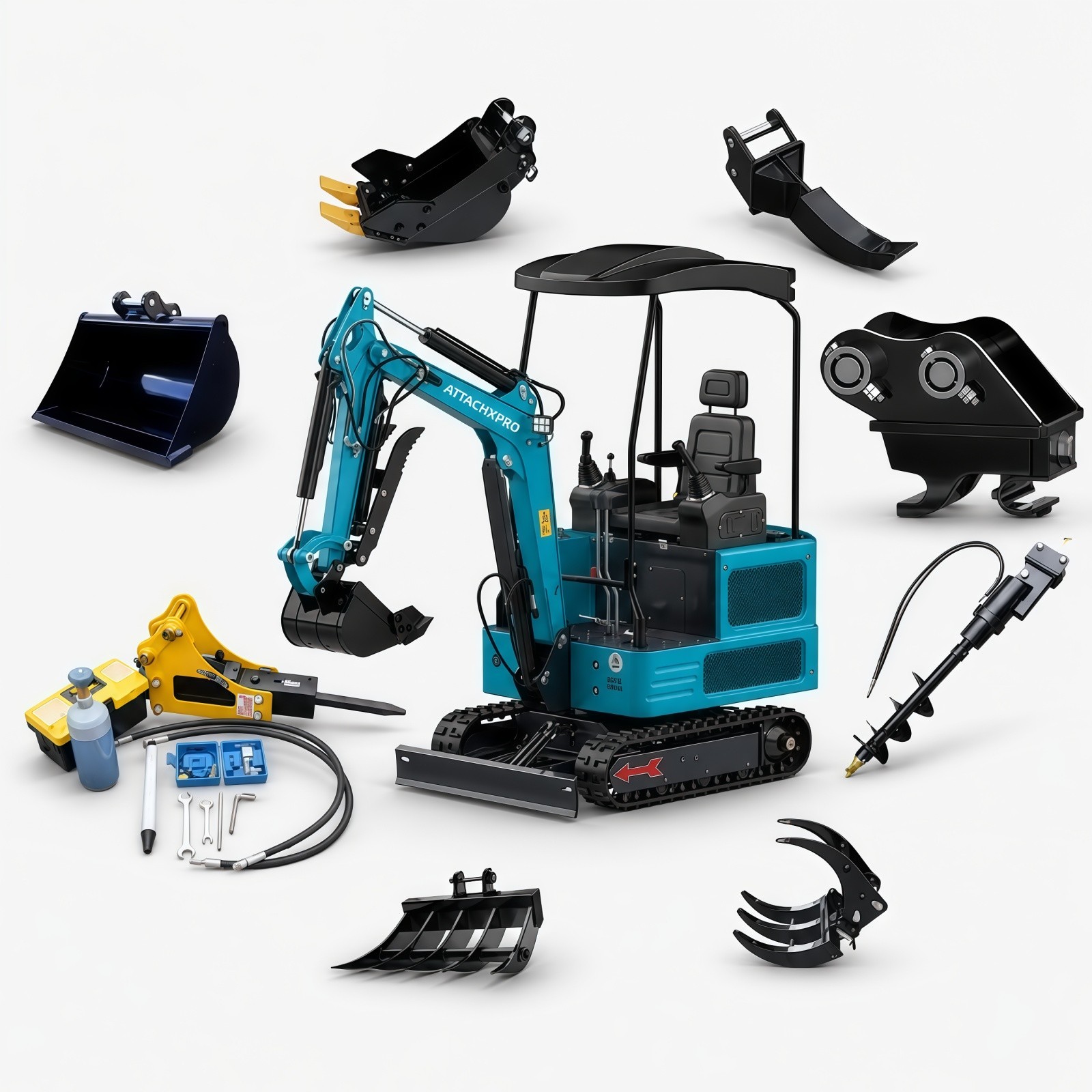 1.8 Ton Mini Excavator KUBOTA Diesel Engine EPA W/ 9 attachments Free Shipping