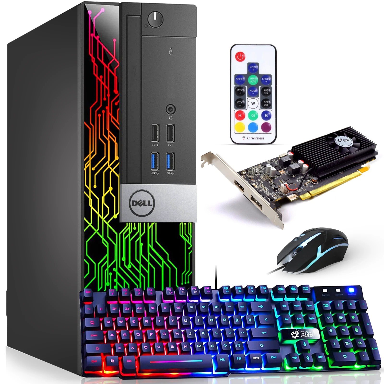 Dell RGB Gaming PC i7-6th 16GB RAM 512GB SSD NVIDIA GTX 1050Ti RGB K&M Window 11