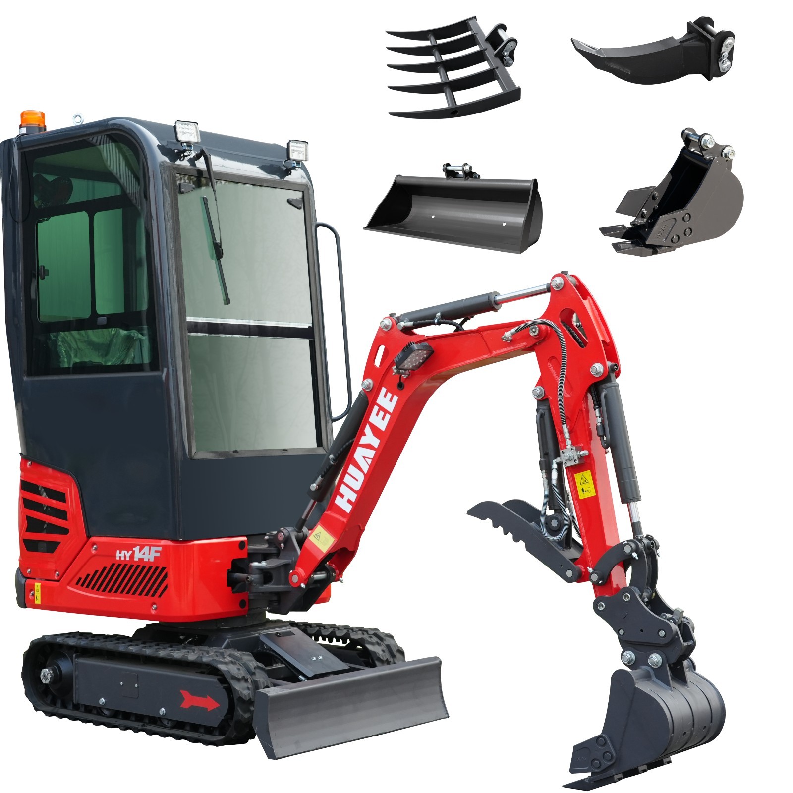 HY14F+4 accessories Free ship Mini Excavator 1.4Ton 13.5hp Gas B&S Engine w cab