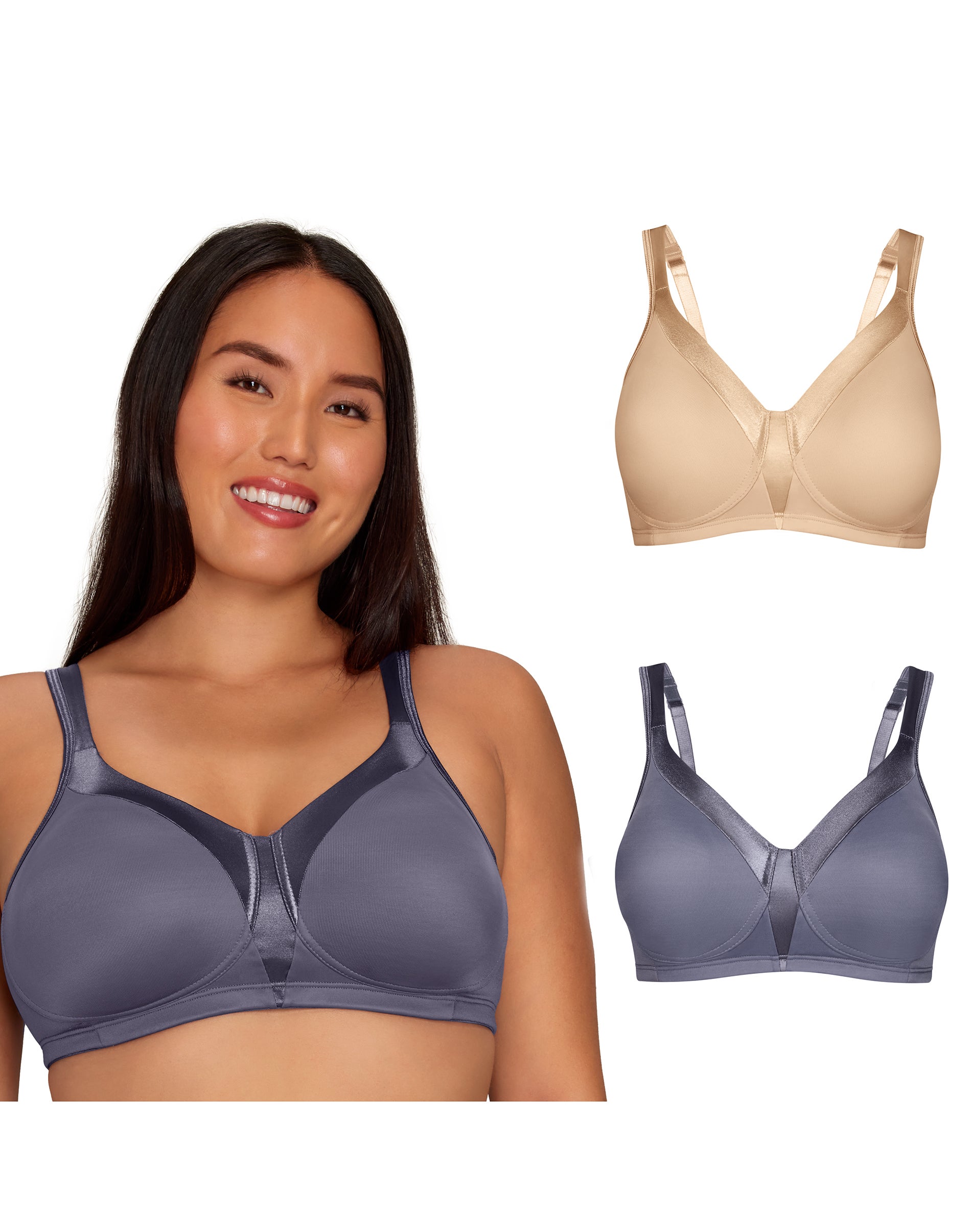 Playtex 18 Hour Silky Soft Smoothing Cool & Breathable Wireless Bra, 2-Pack Private Jet/Nude 36D Women’s