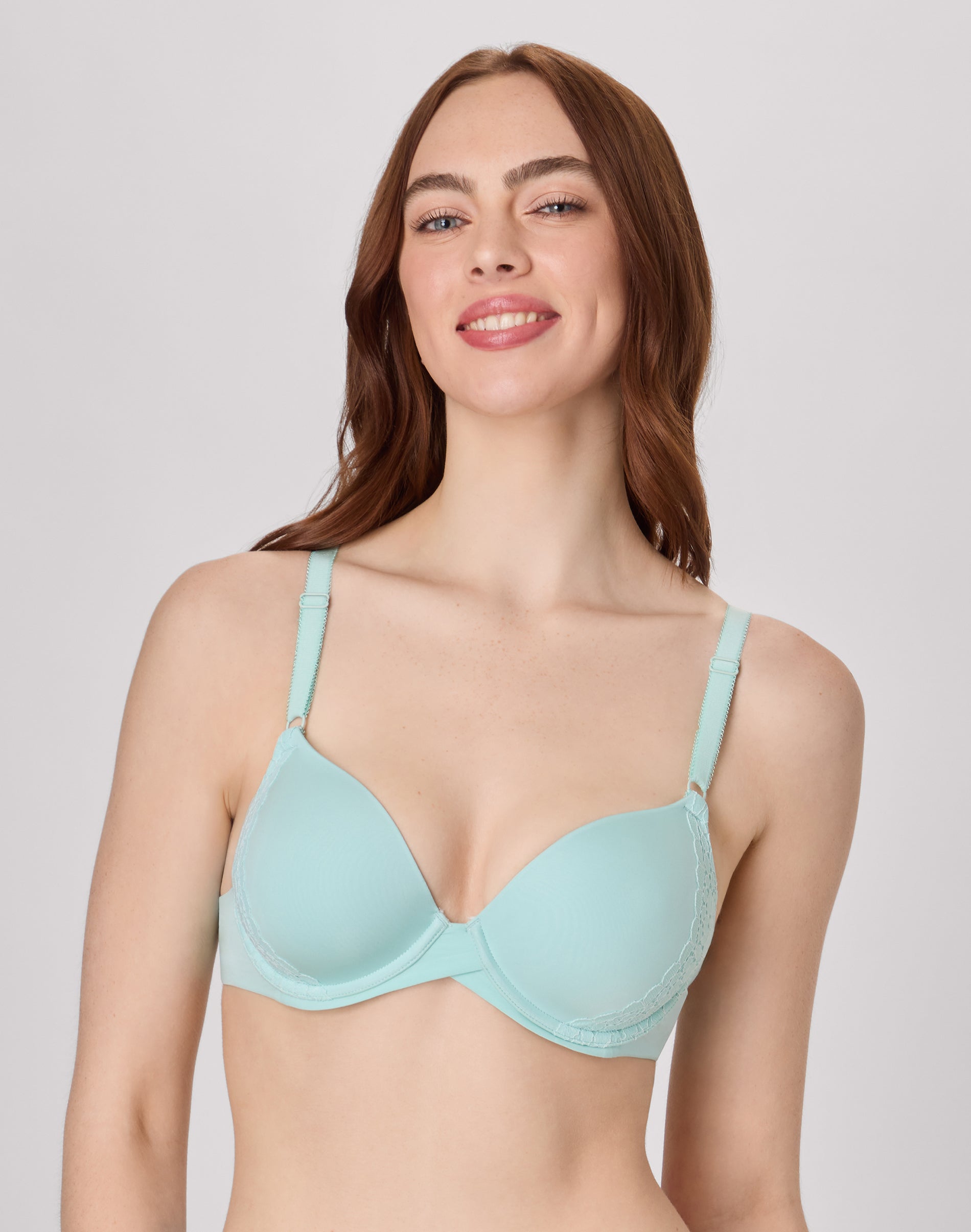 Maidenform One Fab Fit Everyday Modern Demi Underwire Bra (Plus Sizes Available) Blue Spearmint W/ White 34C Women’s