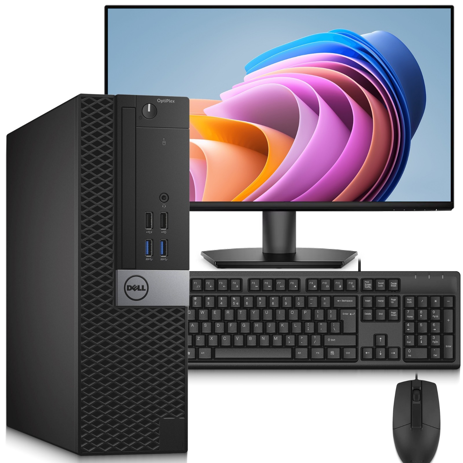 Dell 7040 Desktop PC i7-6th 16GB RAM 256GB SSD 24″ LED Built-in Wi-Fi Windows 11