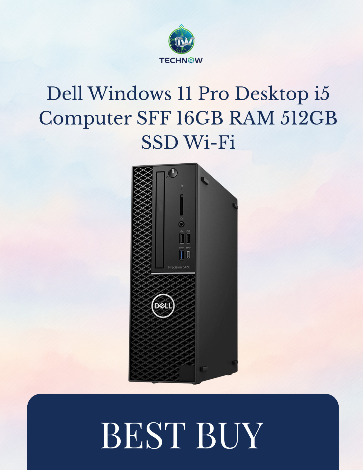 Dell Windows 11 Pro Desktop i5 Computer SFF 16GB RAM 512GB SSD Wi-Fi