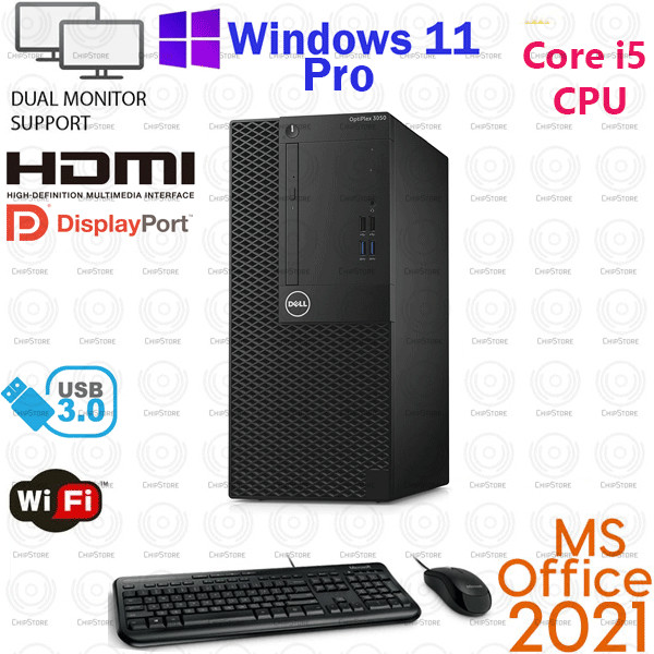 Dell OptiPlex 3050 Desktop Computer Core i5 16GB RAM 512GB SSD Win11 Office 2021