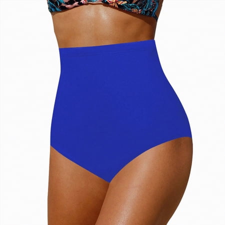NOLDARES Women’s High Waisted Bikini Bottoms Tummy Control Full Coverage Bathing Suit Swimsuits Bottoms(Dark Blue,XXL)