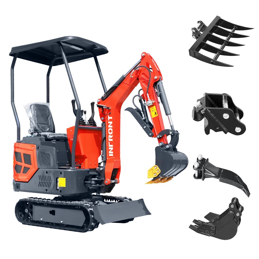 1.4 T Mini Excavator, Optional 4 or 6 Pieces Attachment Bundle Farm & Industrial