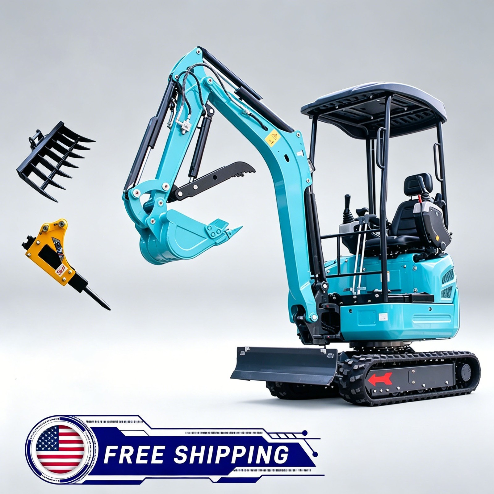 2.5 Ton Kubota Mini Excavator Diesel EPA Expanding Tracks Side Swing +Attachment