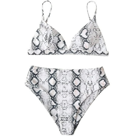 Utoimkio Women’s Bikini Sets Two Piece Swimsuit High Waisted V Neck Twist Front Adjustable Spaghetti Straps Bathing Suit for Women