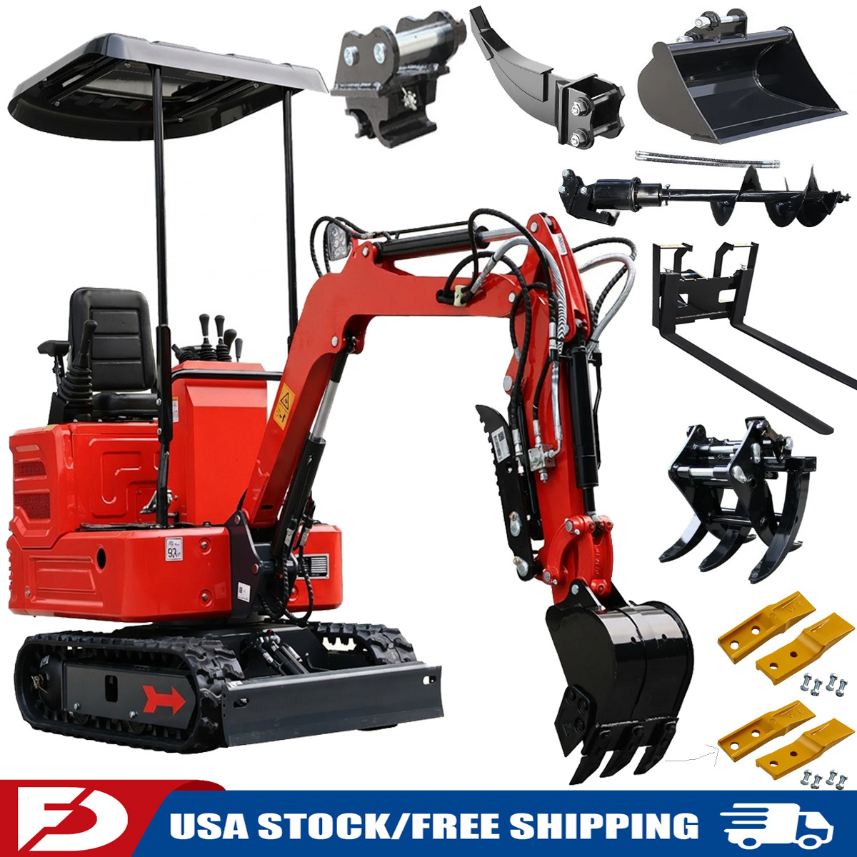 1.4 Ton Mini Excavator Kubota Engine Tracked Digger with Multiple Attachments