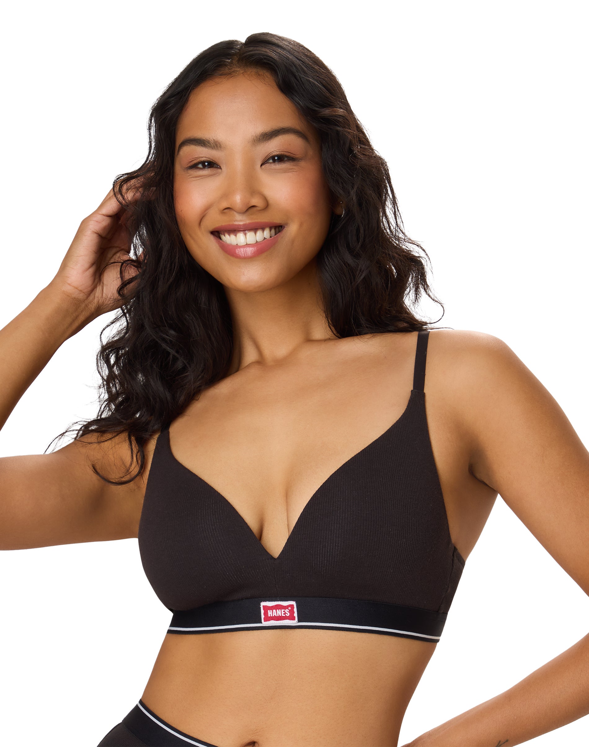 Hanes Legends ComfortFlex Fit Women’s Wireless Bra, Moisture Wicking, Convertible Black 2XL
