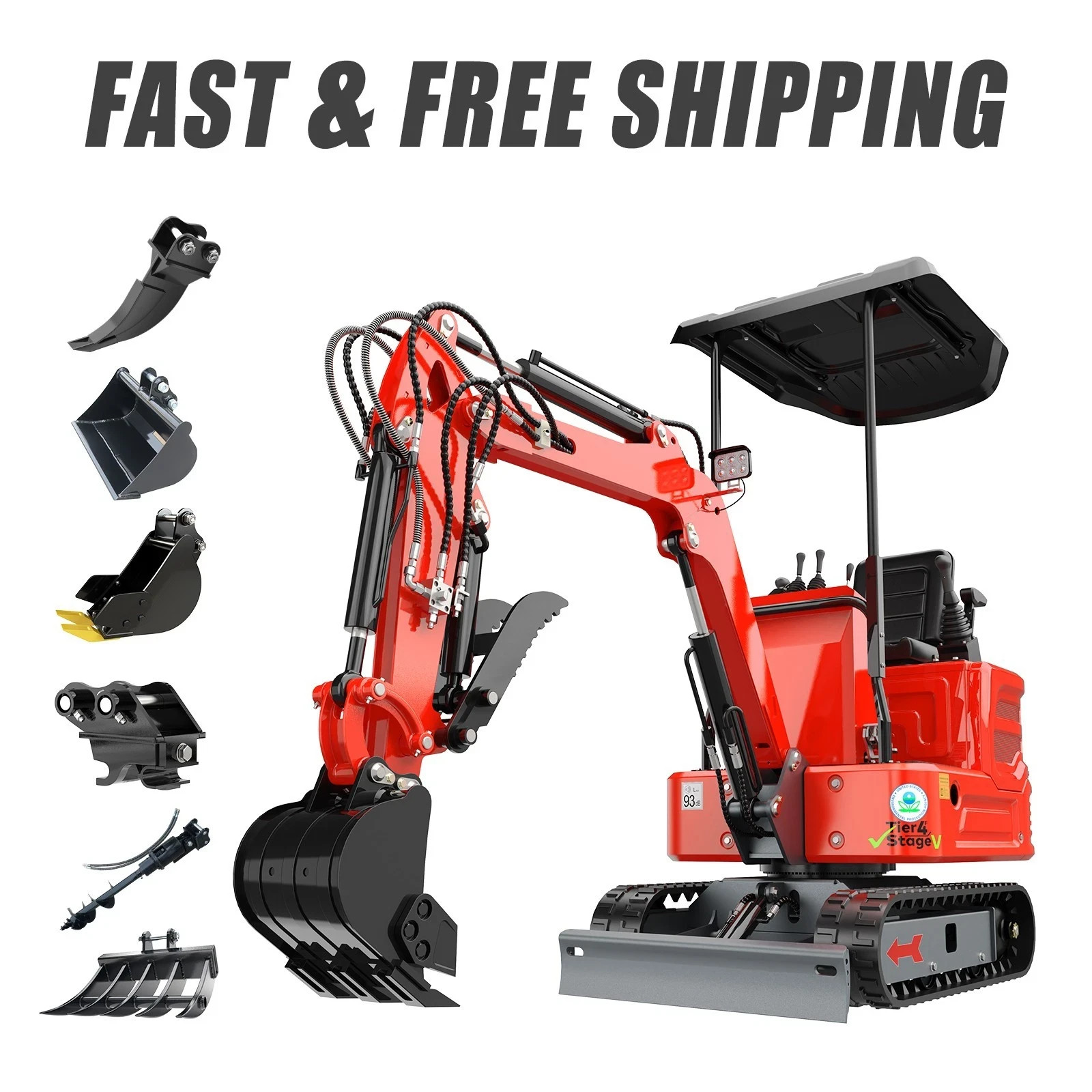 1.4 Ton Mini Excavator Kubota Engine Hydraulic Pilot Control, Free Shipping