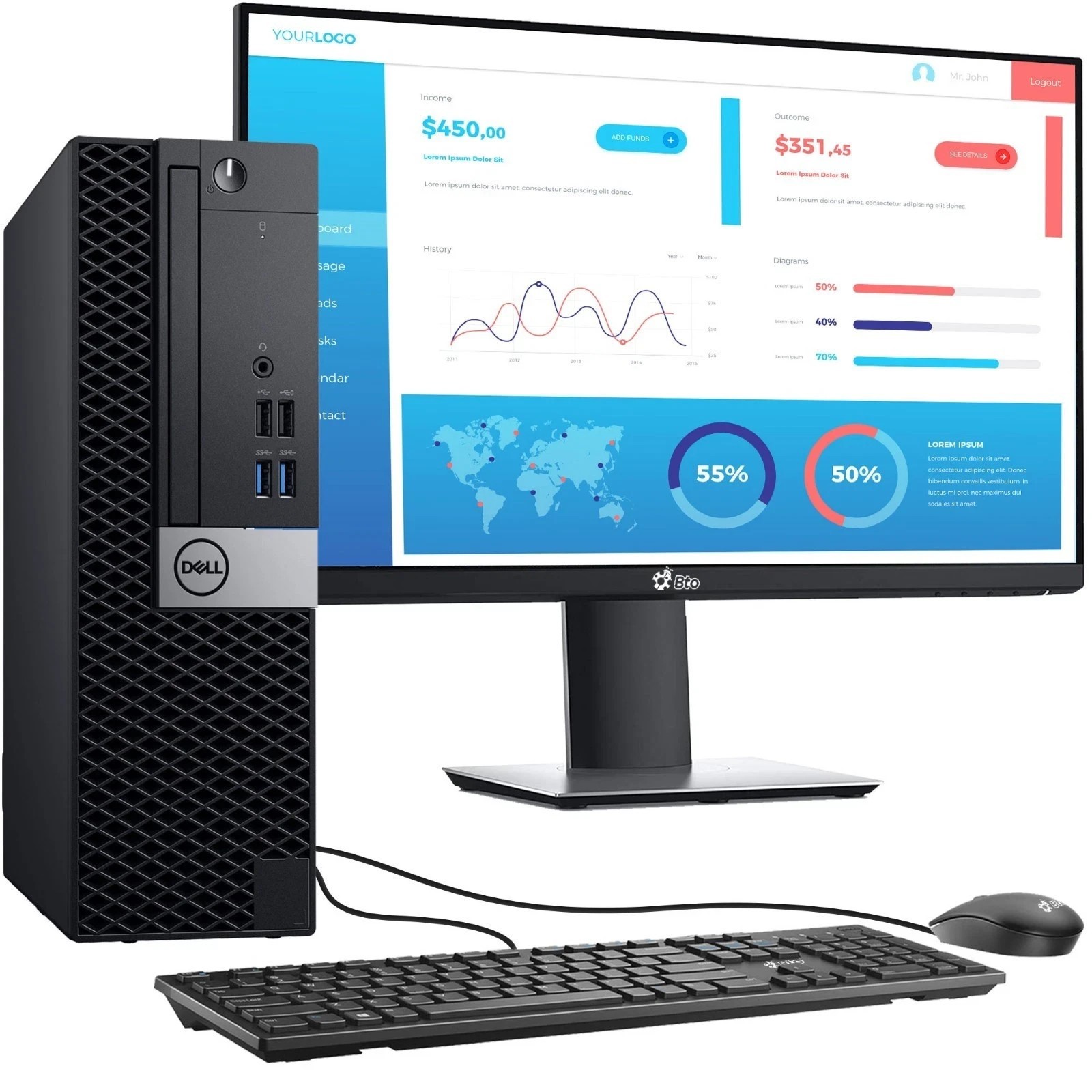 Dell OptiPlex SFF Desktop PC Intel i5-9th 16GB RAM 512GB SSD HDD 24″ LED Win 11