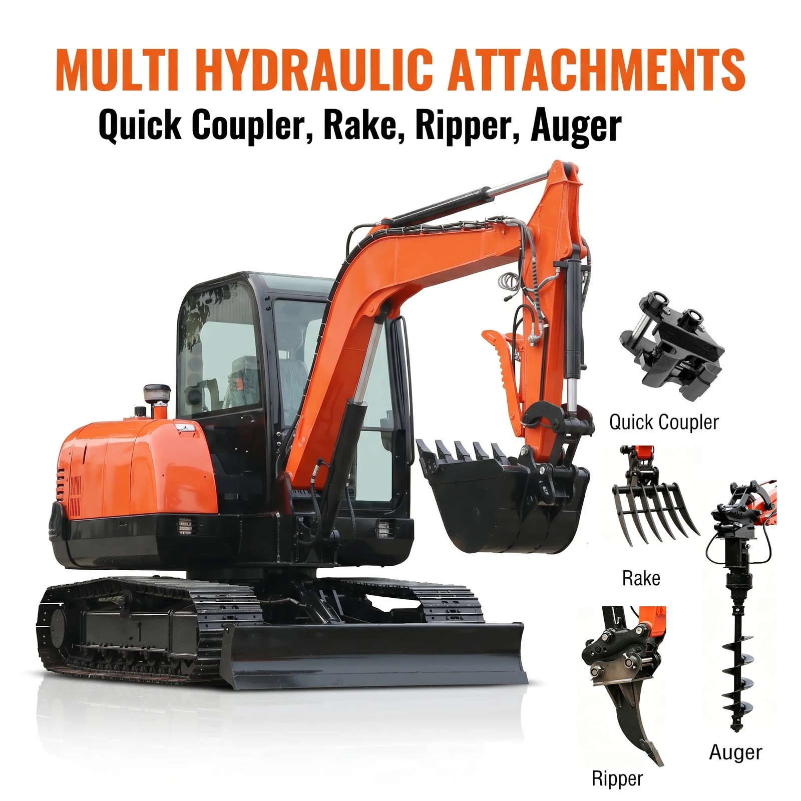 NEW 6 Ton Mini Excavator Side Swing Digger Yanmar Engine Cab Multi Attachments